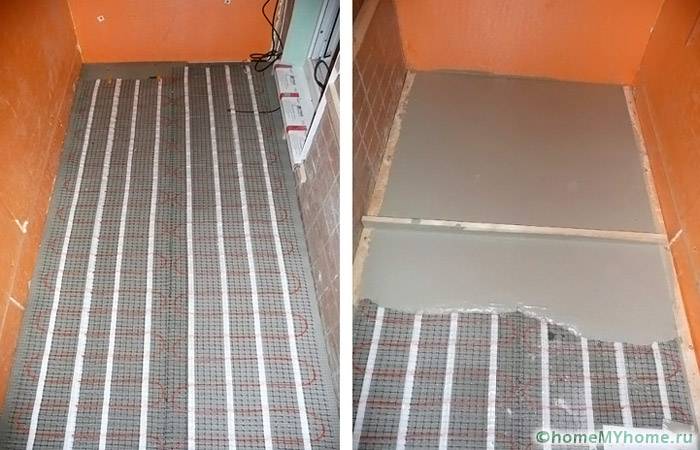 Полагане на подово отопление с последващо изливане със саморазливна смес