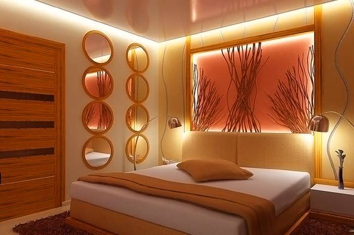 Плаващите тавани са подходящи за създаване на уютна атмосфера в спалнята