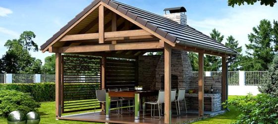 Gazebo with barbecue: projects, photos