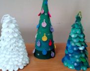 Vánoční strom a další řemesla z bavlněných podložek na Nový rok