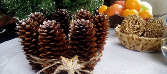 DIY Christmas crafts from cones: photo