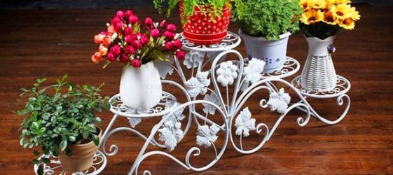 Wrought iron stands for flowers